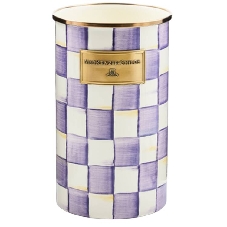 Violet Check Utensil Holder