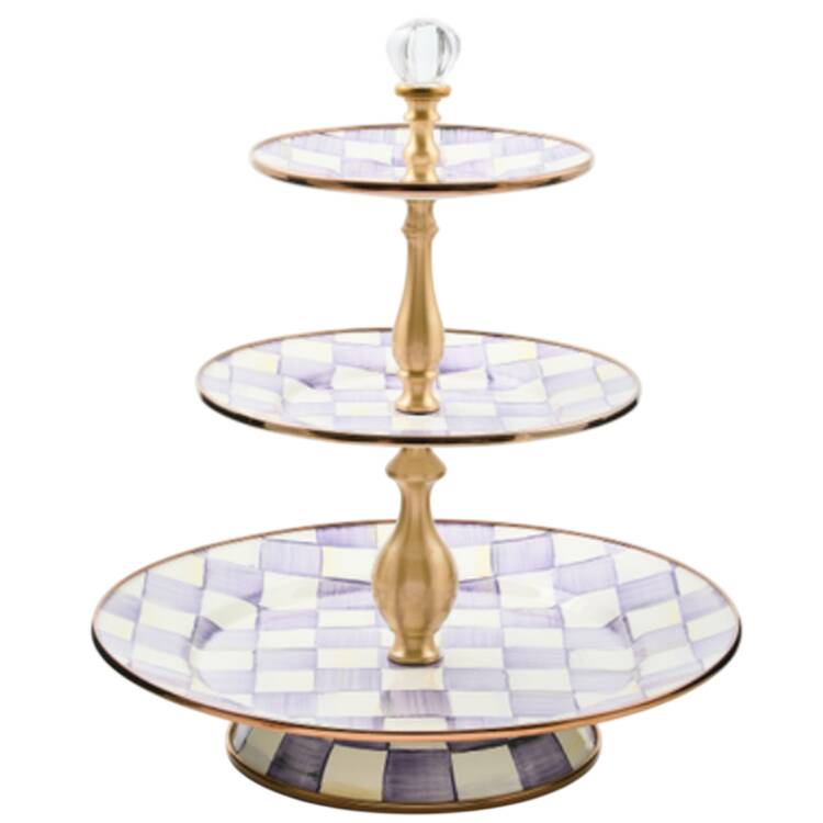 Violet Check 3 Tier Serving Tray