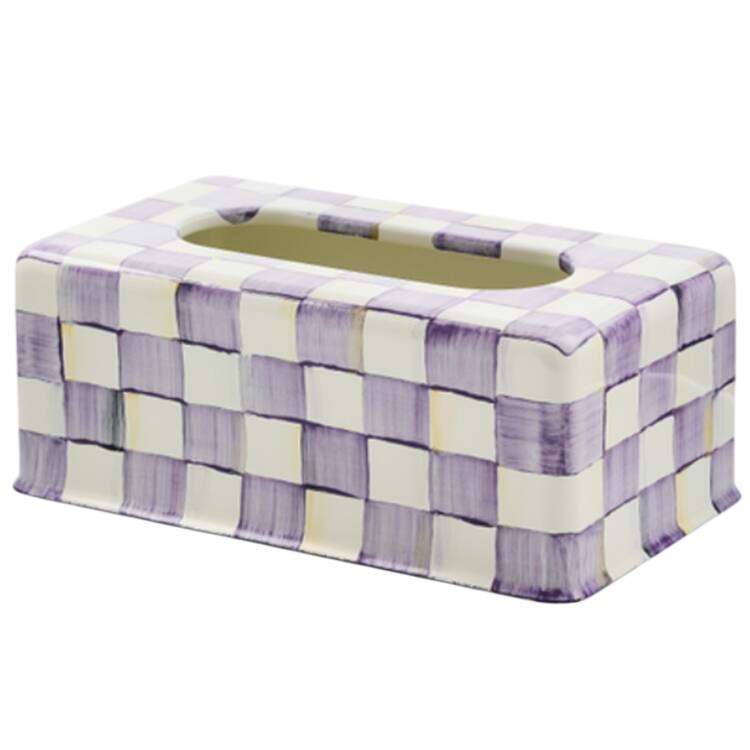 Violet Check Rectangular Tissue Box Cover