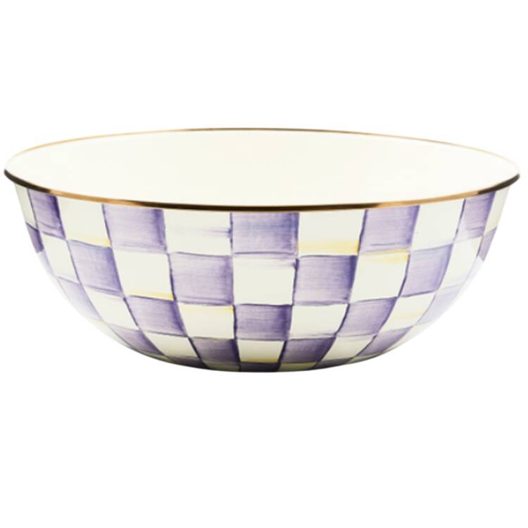Violet Check 13" Round Serving Bowl