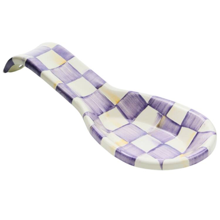 Violet Check Spoon Rest/Holder (Holds 1 Spoon)