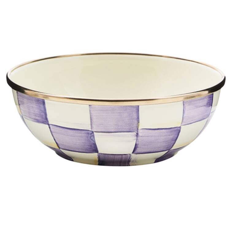 Violet Check Soup/Cereal Bowl