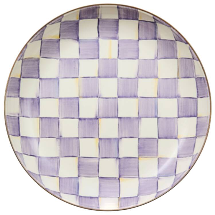 Violet Check 13" Shallow Round Bowl