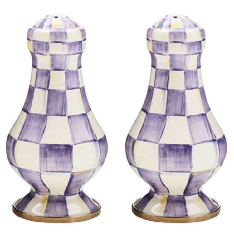 Violet Check Tall Salt & Pepper Set
