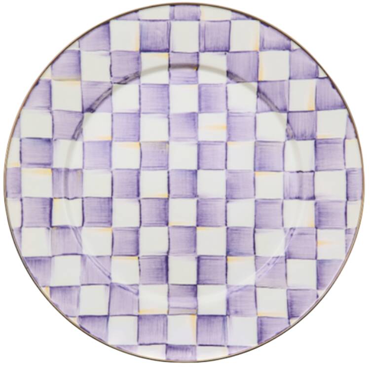 Violet Check 16" Round Platter