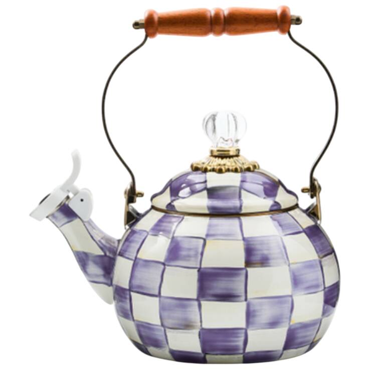 Violet Check Metal Whistler Kettle & Lid