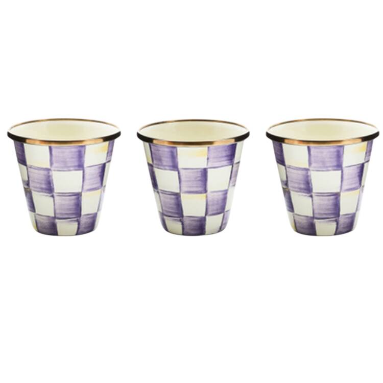 Violet Check (Set of 3) Herb Pot