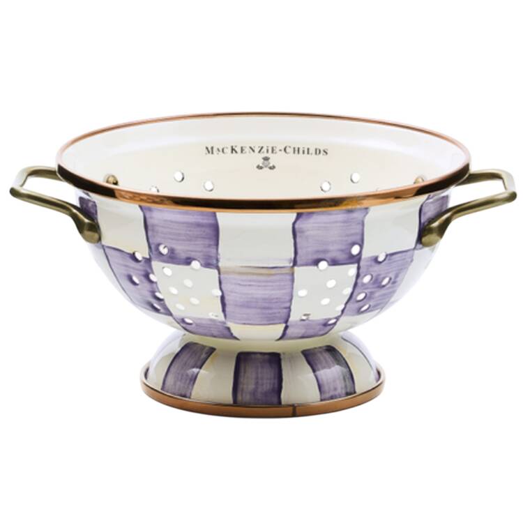 Violet Check Metal Colander