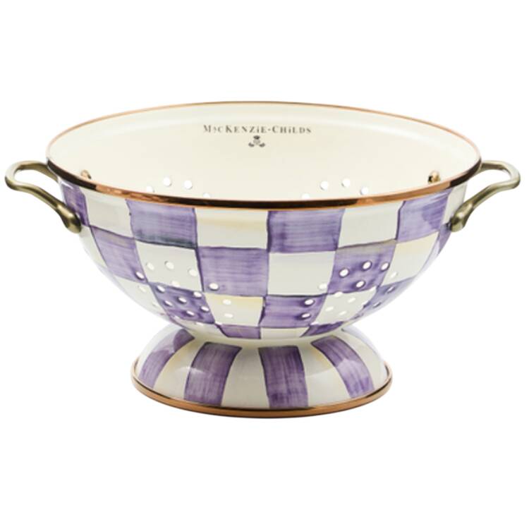 Violet Check Metal Colander