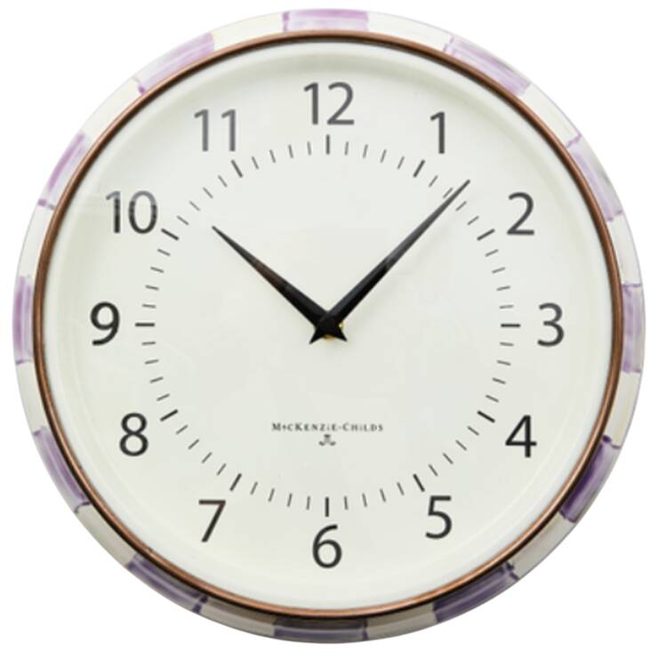 Violet Check Hanging Wall Clock