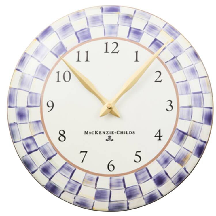 Violet Check Hanging Wall Clock