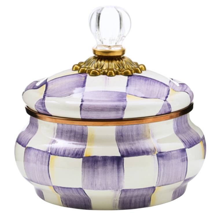 Violet Check Squash Canister & Lid