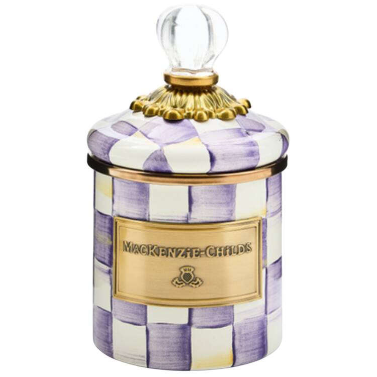 Violet Check Mini Canister & Lid