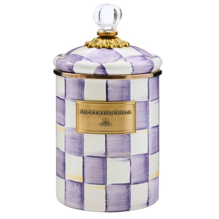 Violet Check Medium Canister & Lid