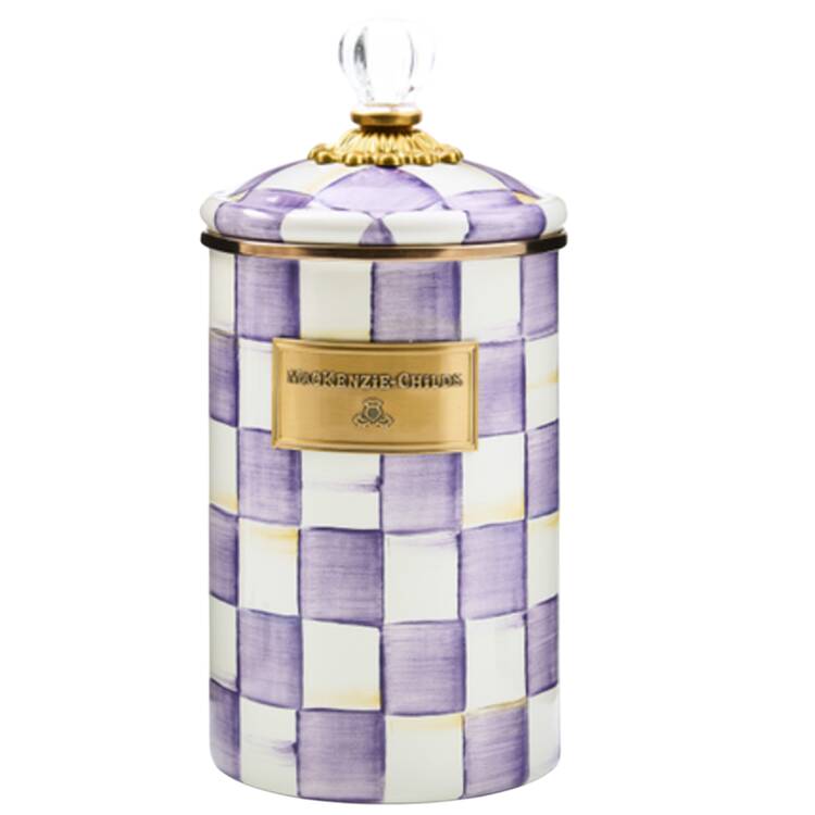 Violet Check Large Canister & Lid