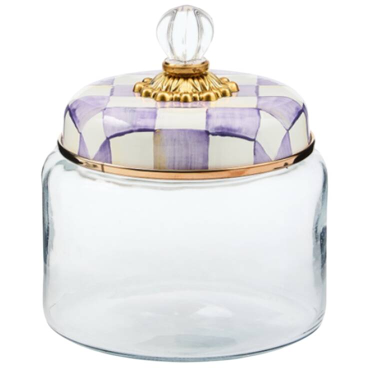 Violet Check Small Glassware Canister