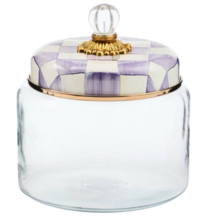 Violet Check Medium Glassware Canister