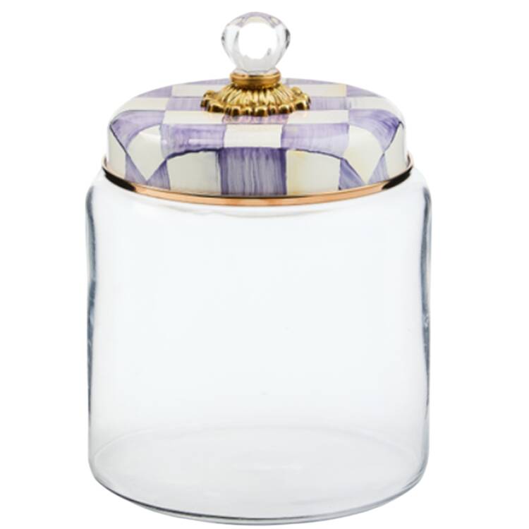 Violet Check Large Glassware Canister