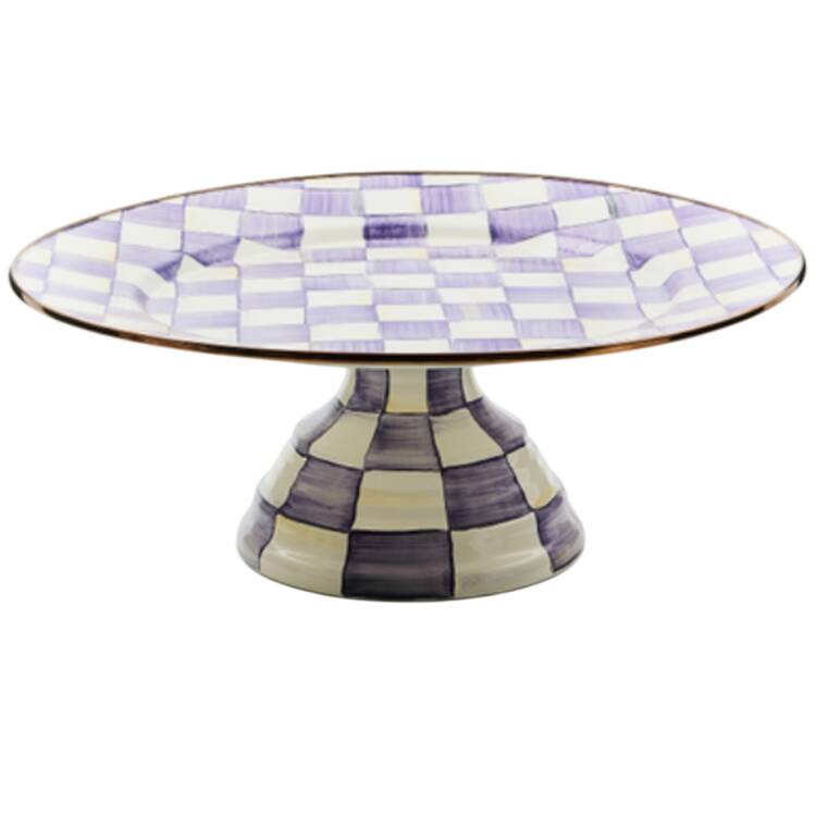 Violet Check 16" Diameter Pedistal Cake Stand
