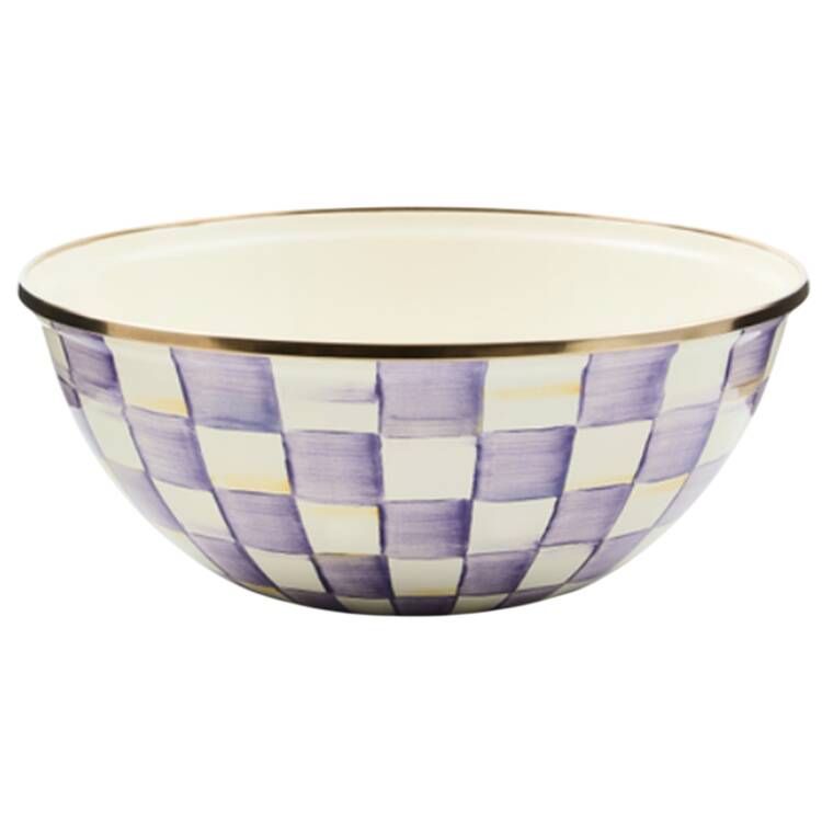 Violet Check 9" All Purpose Serving Bowl