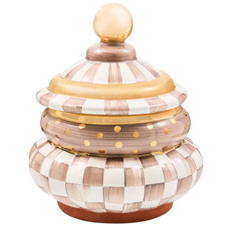 Mocha Check (Ceramic) Small Canister & Lid
