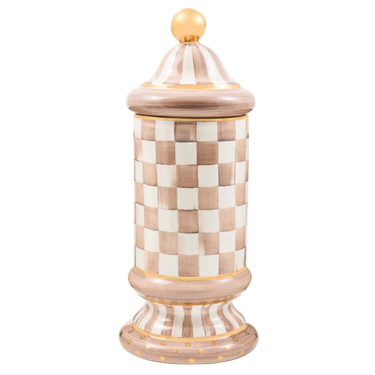 Mocha Check (Ceramic) Large Canister & Lid