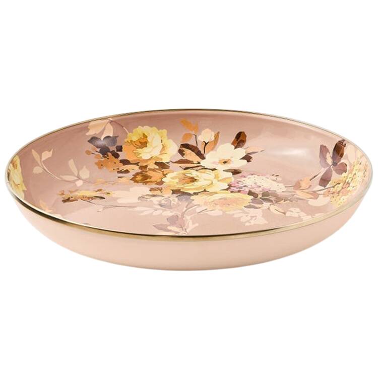 Wild Rose  Mauve (Enamelware) 13" Shallow Round Bowl