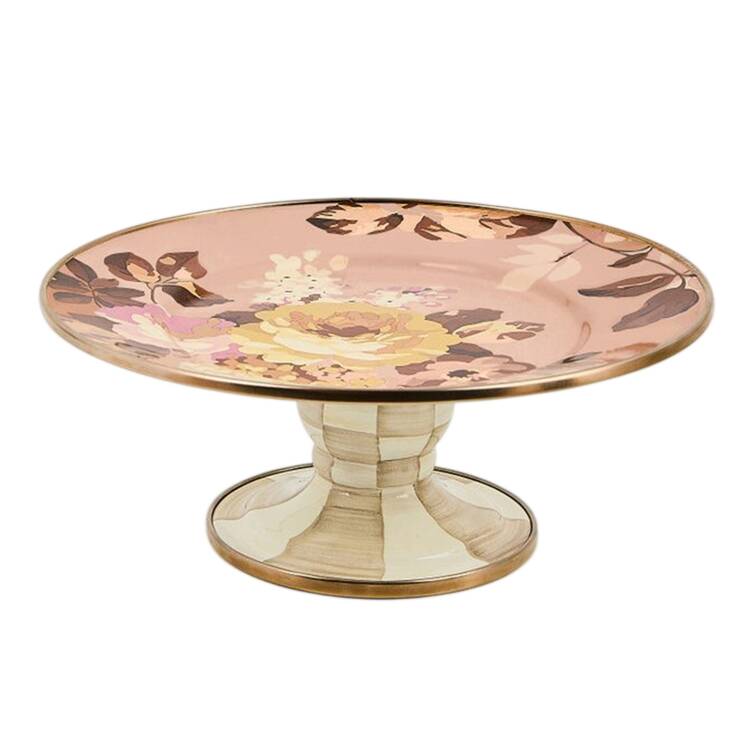Wild Rose  Mauve (Enamelware) 8" Diameter Pedestal Cake Stand