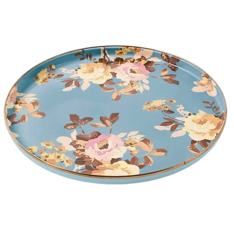 Wild Rose Slate (Enamelware) 14" Round Tray