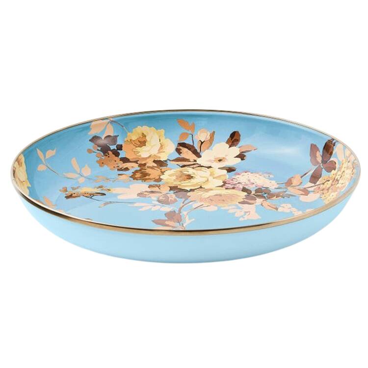 Wild Rose Slate (Enamelware) 13" Shallow Round Bowl