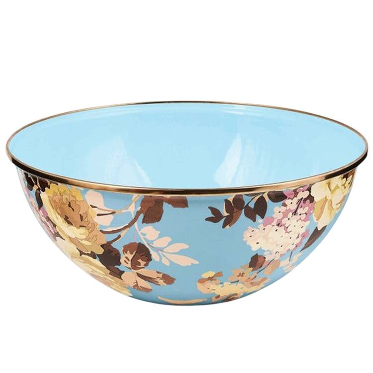 Wild Rose Slate (Enamelware) 11" Large Salad Serving Bowl