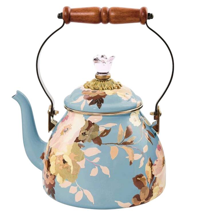 Wild Rose Slate (Enamelware) Metal Kettle & Lid