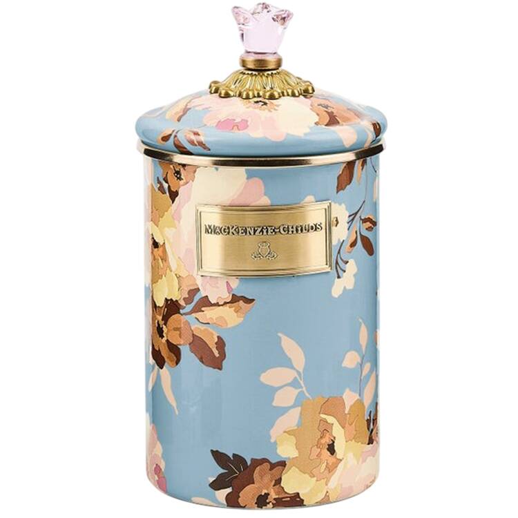 Wild Rose Slate (Enamelware) Large Canister & Lid