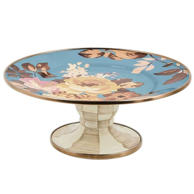 Wild Rose Slate (Enamelware) 8" Diameter Pedestal Cake Stand