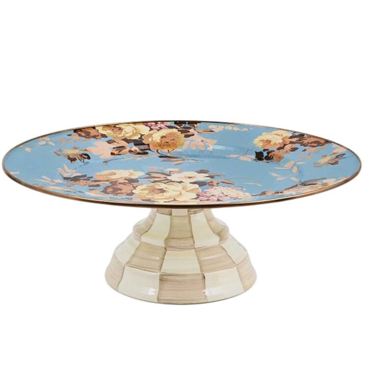 Wild Rose Slate (Enamelware) 16" Diameter Pedistal Cake Stand