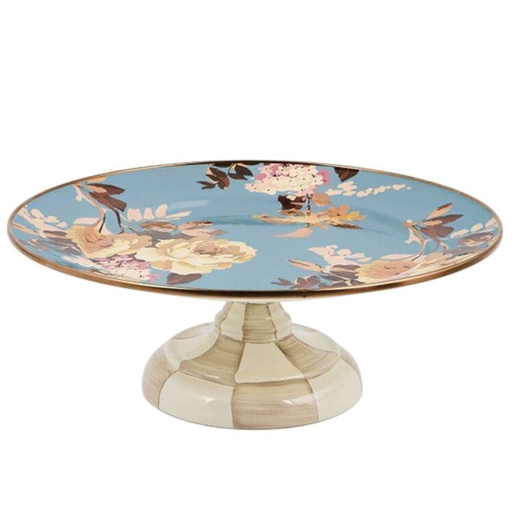 Wild Rose Slate (Enamelware) 12" Diameter Pedestal Cake Stand