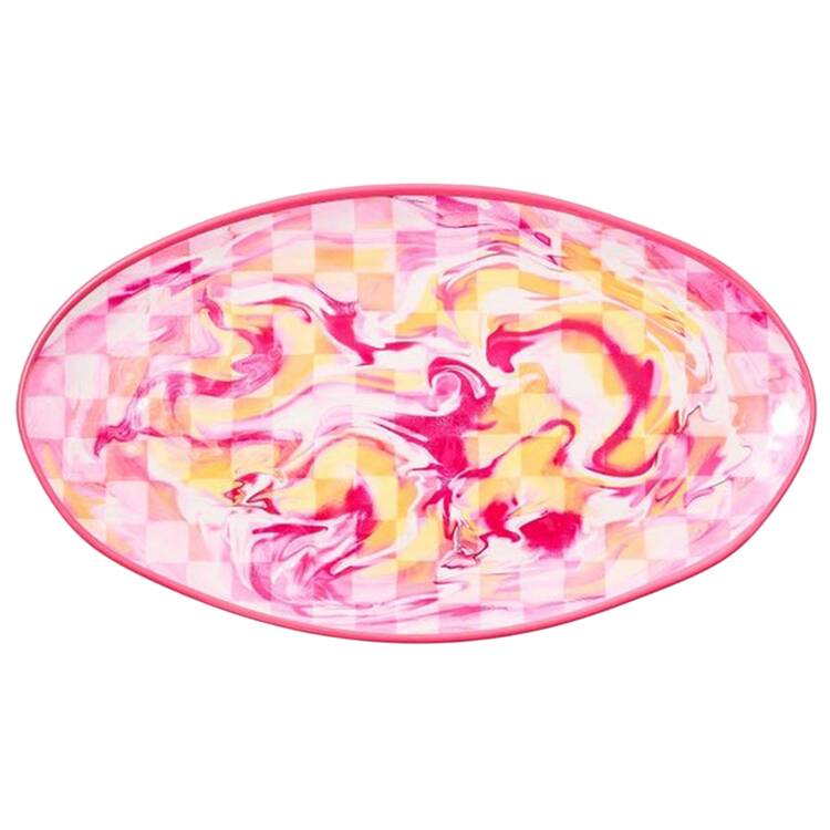 Pink Marble Check (Melamine) 20" Oval Serving Platter