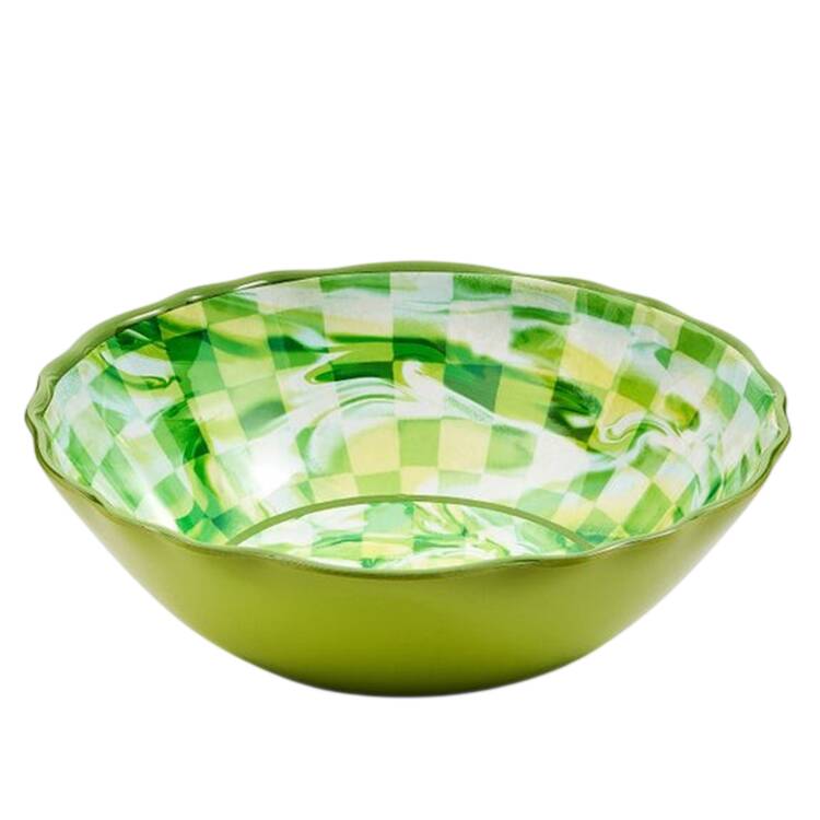 Green Marble Check (Melamine) 12" Large Salad Serving Bowl
