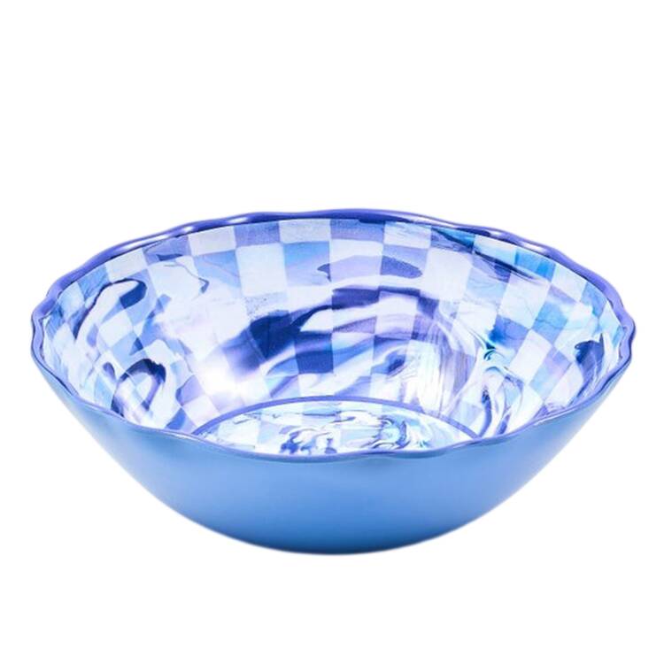 Blue Marble Check (Melamine) 12" Large Salad Serving Bowl