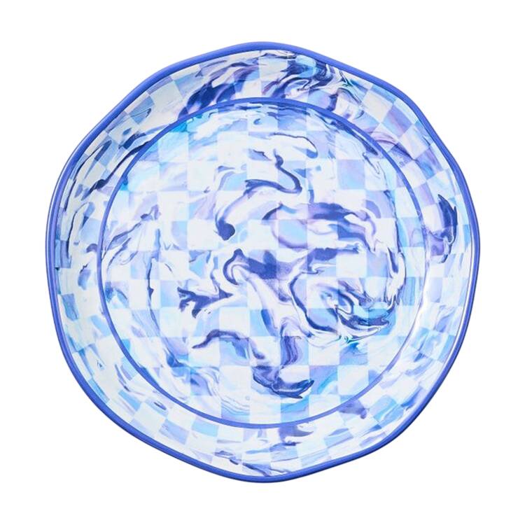 Blue Marble Check (Melamine) 15" Round Platter