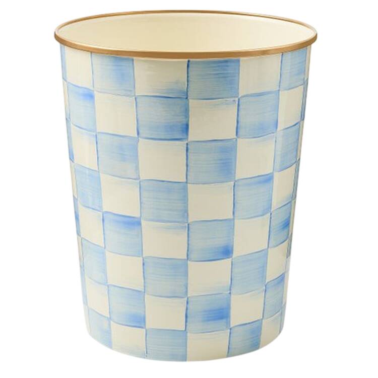 Sky Check (Enamelware) Metal Waste Basket