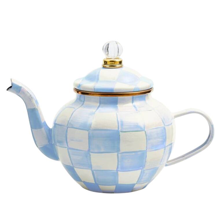 Sky Check (Enamelware) Teapot & Lid