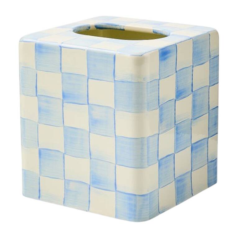 Sky Check (Enamelware) Square Tissue Box Cover