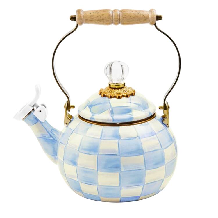 Sky Check (Enamelware) Metal Whistler Kettle & Lid