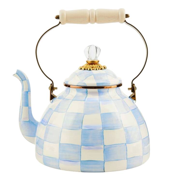 Sky Check (Enamelware) Metal Kettle & Lid