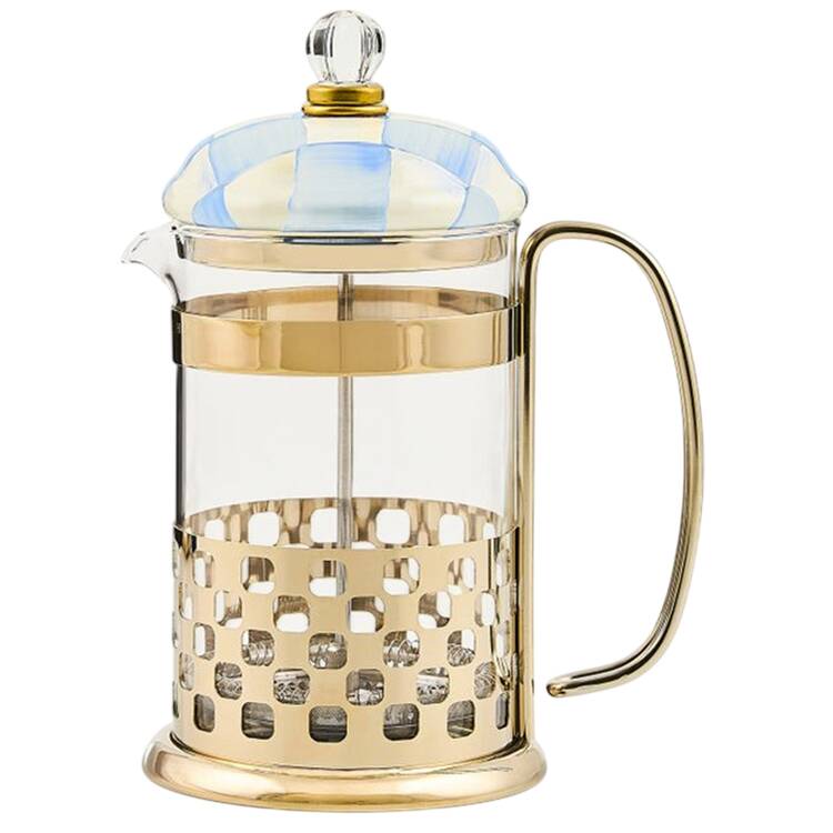 Sky Check (Enamelware) French Press Coffee Pot & Lid