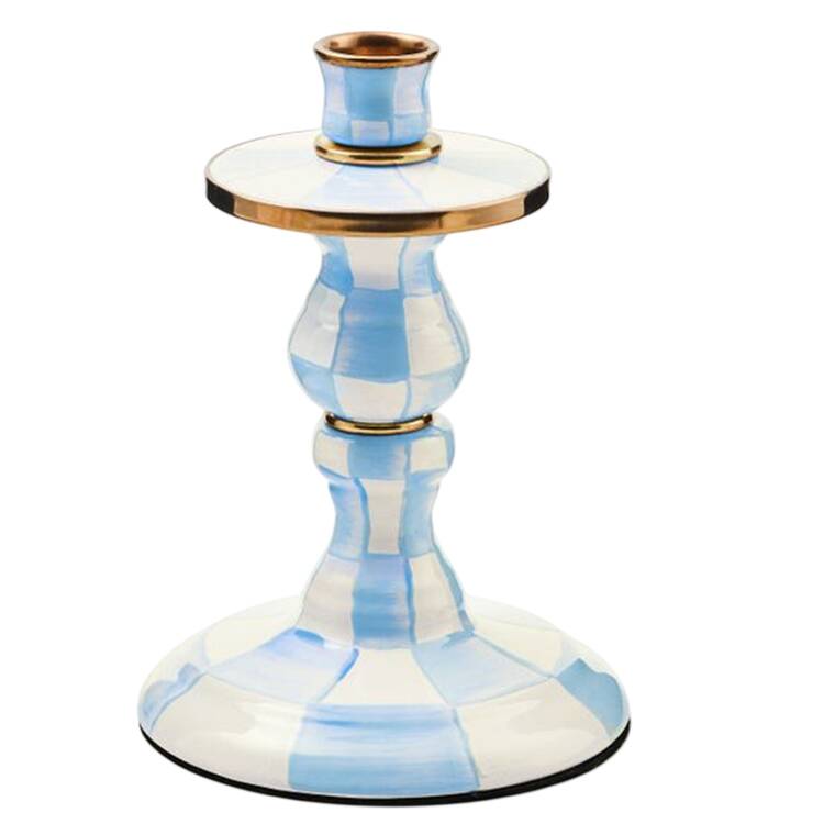 Sky Check (Enamelware) 8" Tall Candlestick