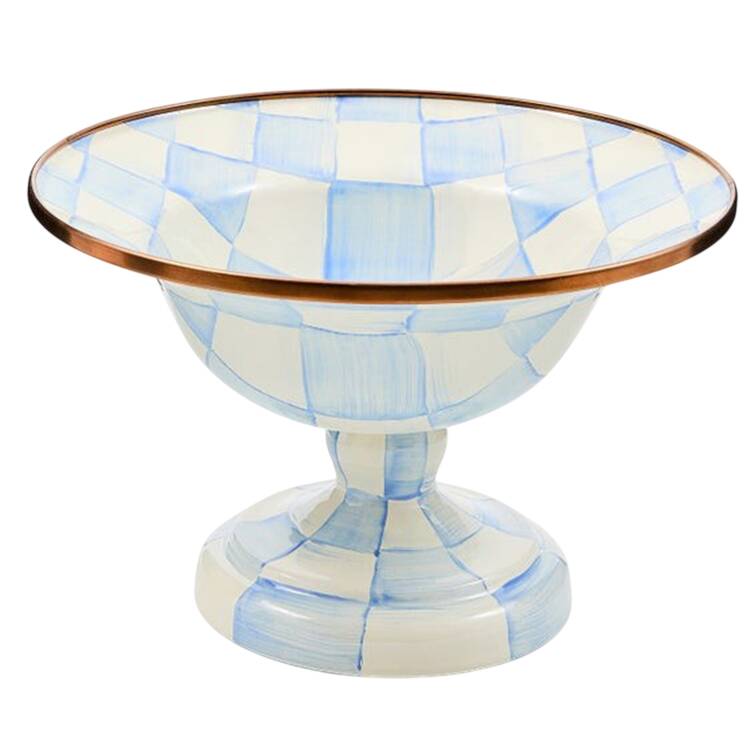 Sky Check (Enamelware) Round Compote (Height X Width)