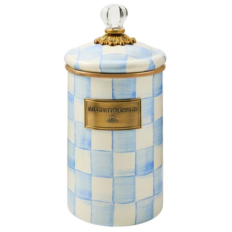 Sky Check (Enamelware) Large Canister & Lid