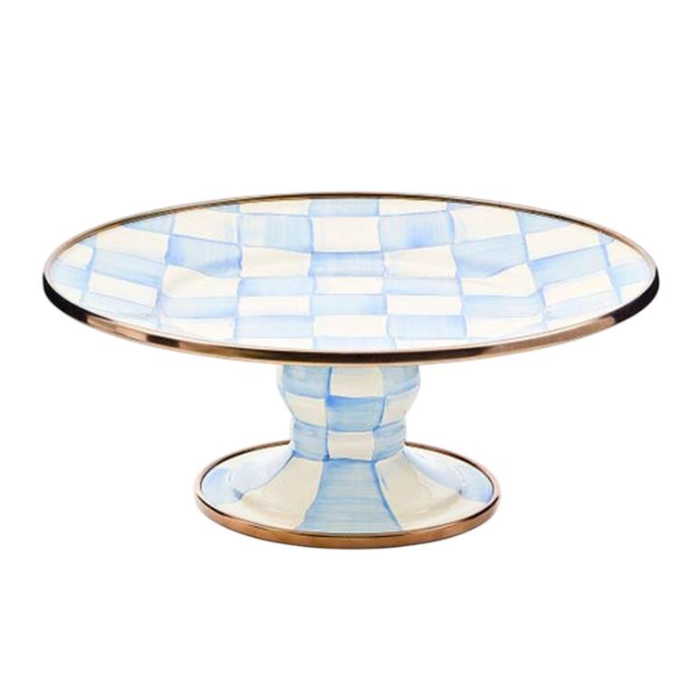 Sky Check (Enamelware) 8" Diameter Pedestal Cake Stand